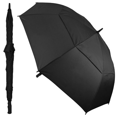BLACK 30'' AUTO GOLF UMBRELLA WITH FIBRE GLASS SHAFT