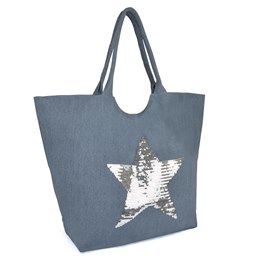 BB1022 CANVAS BAG WITH STAR SEQUIN