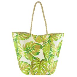 BB1165 PAPERSTRAW METALLIC TROPICAL BAG (CREAM)