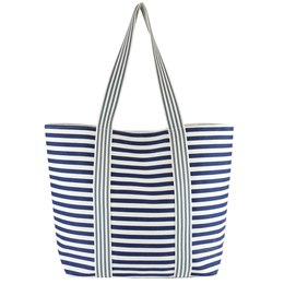 BB1166 CANVAS STRIPED BEACH BAG (BLUE)