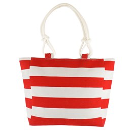 BB1167 CANVAS WIDE STRIPE  BAG (RED)