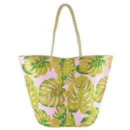 BB1171 PAPERSTRAW METALLIC TROPICAL BAG (PINK)