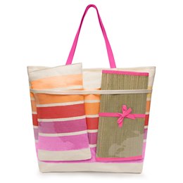BB1199 Ladies Paperstraw Bag with Mat and Pillow  (Pink)