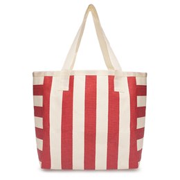 BB1202RD Ladies Paperstraw Wide Stripe Beach Bag (Red)