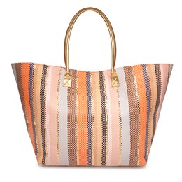 BB1208 LADIES PAPERSTRAW STRIPED BEACH  BAG