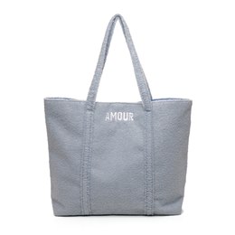 BB1232 ''AMOUR'' BORG SLOGAN BABY BLUE TOTE BAG