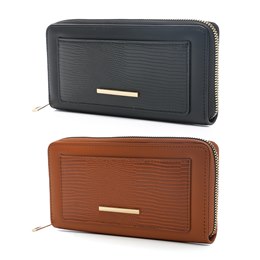 BB1239 LADIES LARGE TEXTURED METAL DETAIL PURSE (BROWN/BLACK)