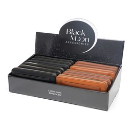 BB1239CDU LADIES LARGE TEXTURED METAL DETAIL PURSE (BLACK/BROWN)