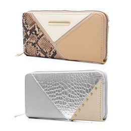 BB1240 LADIES LARGE PANELLED PRINTED PURSE (SNAKE/SILVER)