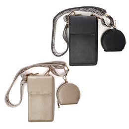 BB1246 LADIES WALLET WITH STRAP AND COIN PURSE (BLACK/GOLD)