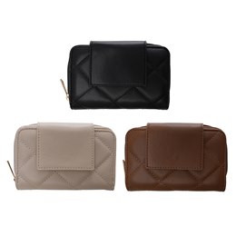 BB1249 LADIES SMALL QUILTED COIN PURSE (BLACK/BROWN/CREAM)