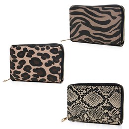 BB1250 LADIES SMALL ANIMAL PRINTED COIN PURSE (ZEBRA/LEOPARD/SNAKE)