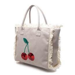BB1263 CHERRY CANVAS BAG WITH FRINGE