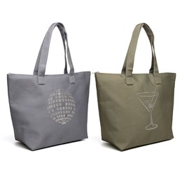 BB1275 SILVER PRINTED TOTE BAG (COCKTAIL (OLIVE GREEN) & DISCOBALL (BLACK) )