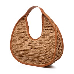 BB1281 LADIES ROUNDED WOVEN BEACH BAG