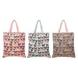 BB1282 LADIES BUTTERFLY PRINT CANVAS SHOPPER BAG