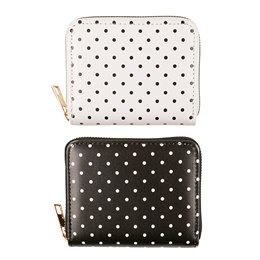 BB1288 LADIES SMALL POLKA DOT PRINT COIN PURSE (WHITE/BLACK)