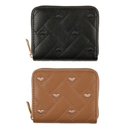 BB1290 LADIES SMALL HEART EMBROIDERED COIN PURSE (MOCHA/BLACK)