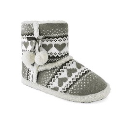 FT0662G HEART KNITTED BOOTEE SLIPPER  (GREY)