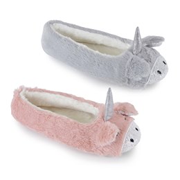 Ladies Diamond Jersey Marl Ballet Slippers with Bow