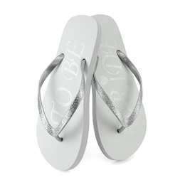 FT1850 LADIES BRIDE TO BE PRINT  FLIP FLOP (SILVER/WHITE)