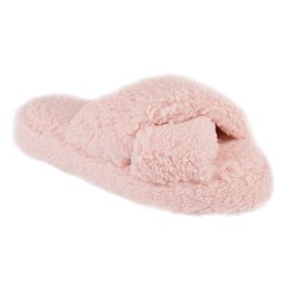 FT1963PK LADIES TEDDY CROSSOVER SLIDER (PALE PINK)