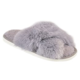 FT1967GY LADIES SUPER FLUFFY SLIDER (GREY)