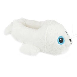 FT2003WH LADIES 3D SEAL SLIPPER (WHITE)