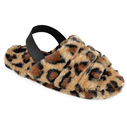 FT2014 LADIES QUILTED BACKSTRAP LEOPARD MULE