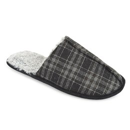FT2020GY MENS FUR LINED CHECK MULE (GREY)