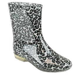 FT2207 LADIES LEOPARD PVC ANKLE WELLINGTON