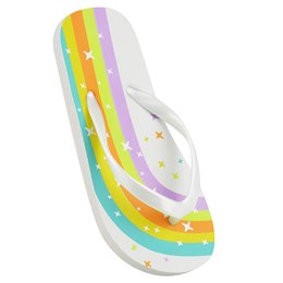 FT2220 GIRLS RAINBOW PRINT FLIP FLOP (WHITE)