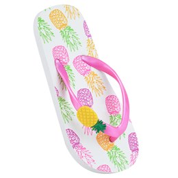 FT2224 GIRLS PINEAPPLE PRINT FLIP FLOP (WHITE)