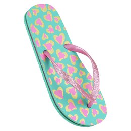 FT2228 GIRLS ANIMAL PRINT FLIP FLOP (TURQ)