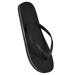FT2253 LADIES BLACK GLITTER STRAP FLIP FLOP WITH GEM SOLES