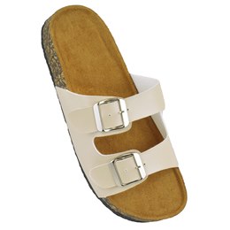 FT2277 LADIES DOUBLE STRAP BUCKLE WITH CORK SLIDER (CREAM)