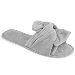 FT2293 LADIES VELOUR KNOTTED SLIPPER (GREY)