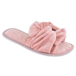 FT2294 LADIES VELOUR KNOTTED SLIPPER (PINK)