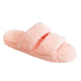 FT2299 LADIES DOUBLE STRAP FLUFFY SLIDER (PINK)