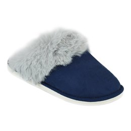 FT2320 LADIES SUPER FLUFFY MULES (NAVY)