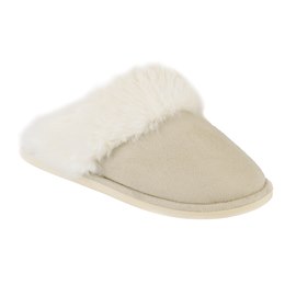 FT2322 LADIES SUPER FLUFFY MULES (NATURAL)