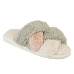 FT2346B LADIES SUPER PLUSH TWO -TONE CROSSOVER SLIDER