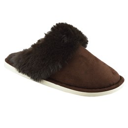 FT2369 LADIES SUPER FLUFFY LINED MULE (BROWN)