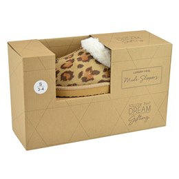FT2379 LADIES LEOPARD FUR LINED MULE (IN BOX)