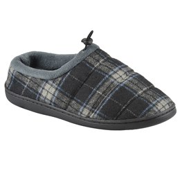 FT2382BK MENS CHECKED QUILTED SLIPER (BLACK/GREY)