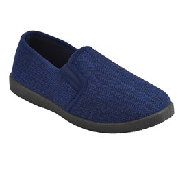 FT2405 MENS FULL BACK HERRINGBONE SLIPPER (BLUE)