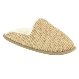 FT2417PH LADIES FUR LINED CHENILLE MULE (PEACH)