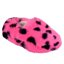 FT2433 KIDS PLUSH LEOPARD PRINT SLIPPER (PINK/BLACK)
