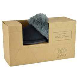 FT2494BK LADIES SUPER FURRY LINED MULE IN BOX (BLACK)
