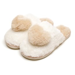 FT2597 LADIES 3D HEART MULE SLIPPER - NUDE